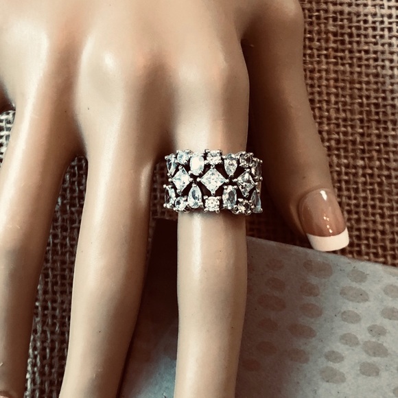 GORGEOUS Silpada 925 Sterling Silver Cosmo Cluster CZ Cocktail Ring Sz 7 HTF - Picture 5 of 6